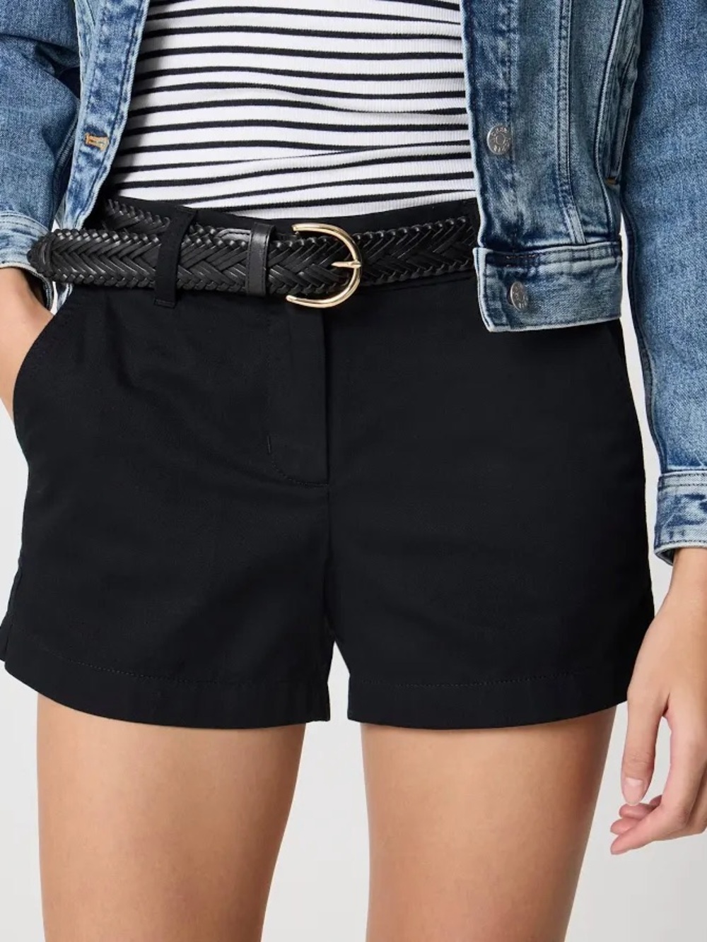 J. Crew Black High-Rise Cotton Blend Shorts